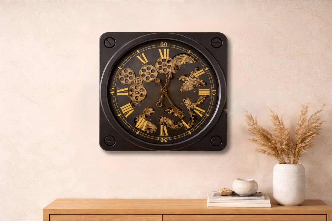 Rexon Mechanical Gear Wall Clock with Roman Numerals (35 cm)