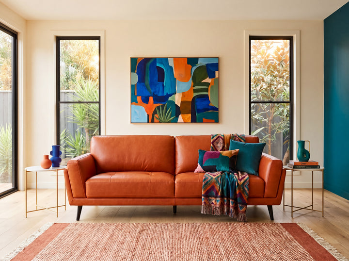 Valino Vintage Leather Lounge Sofa – Mid-Century Modern Lounge