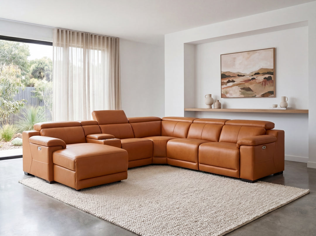 Victoria L-Shape Leather Lounge - Modular Corner Recliner Sofa