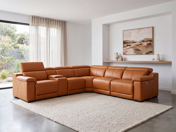 Victoria L-Shape Leather Lounge - Modular Corner Recliner Sofa