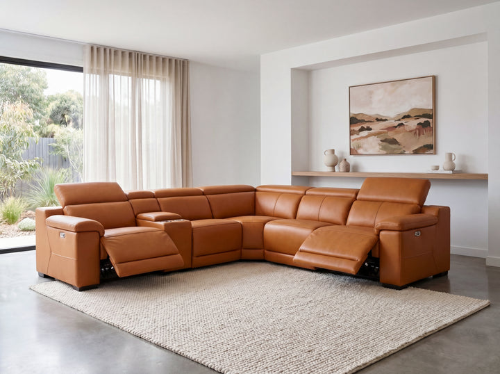 Victoria L-Shape Leather Lounge - Modular Corner Recliner Sofa