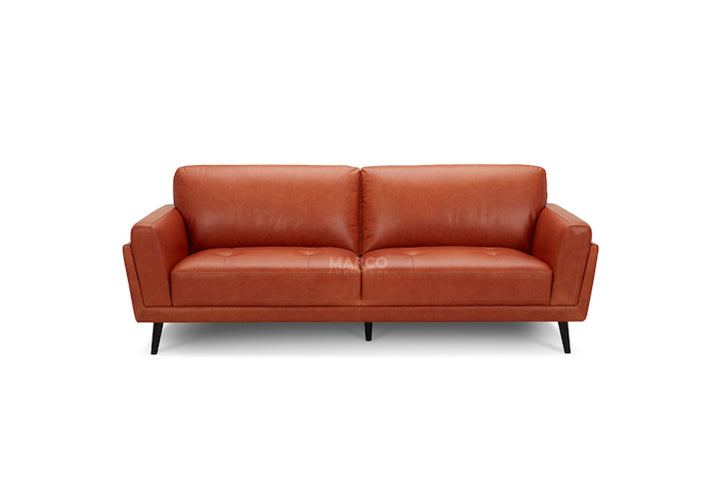 Brown leather sofa on a white background