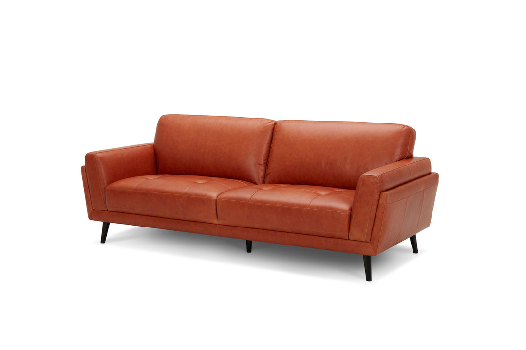 Brown leather sofa on a white background