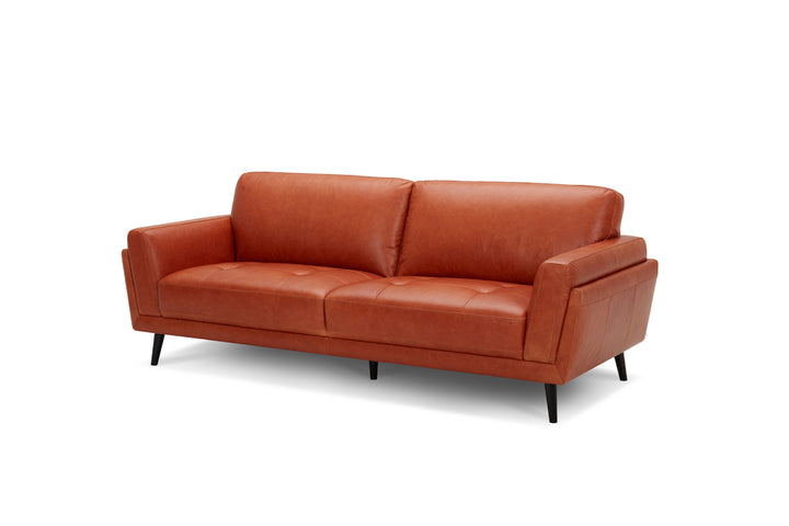 Brown leather sofa on a white background