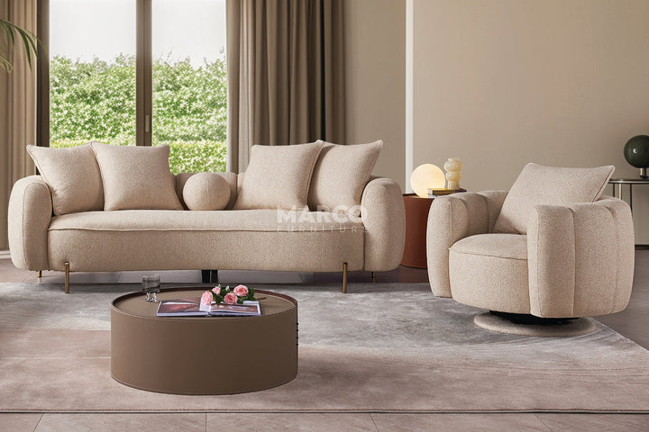 Velluto Curved Fabric Sofa Set - Modern Lounge Sofa