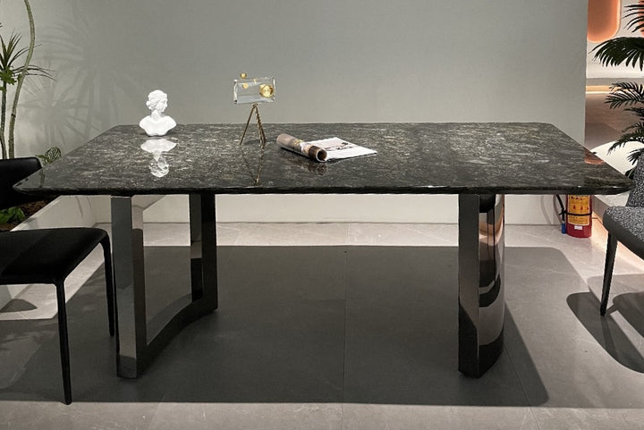 Veneto Luxurious  Black Galaxy Carrara Marble Dining Table