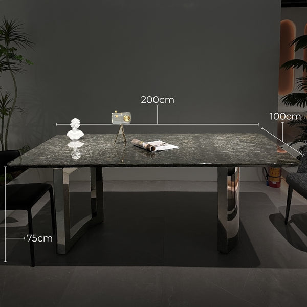 Veneto Luxurious  Black Galaxy Carrara Marble Dining Table