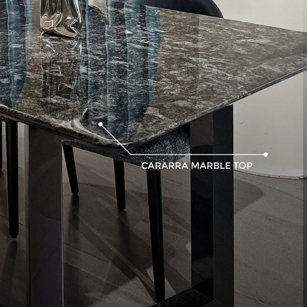 Veneto Luxurious  Black Galaxy Carrara Marble Dining Table