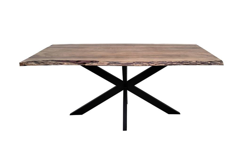 Venizia Industrial-Style Dining Table with Live Edge and Black Steel Legs 210 cm