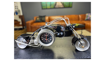 Vintage Metal Glass Black Motorbike Clock 65CM