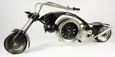 Vintage Metal Glass Black Motorbike Clock 65CM