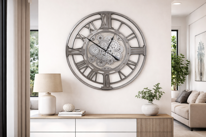 Jester Industrial Gear Wall Clock with Roman Numerals (80 cm)