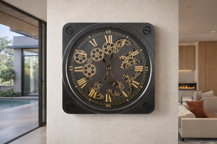 Rexon Mechanical Gear Wall Clock with Roman Numerals (50 cm)