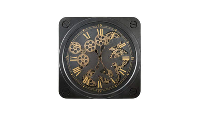 Vintage Moving Cogs Square Wall Clock 35 cm