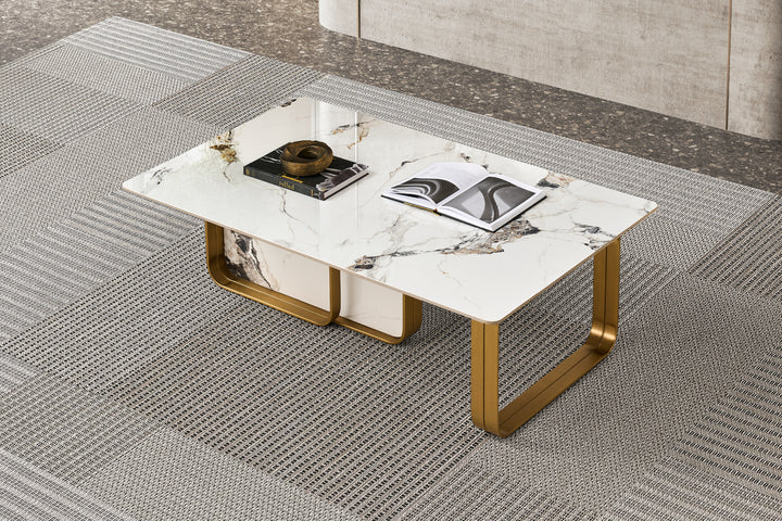 Vittoria Sintered Stone Coffee Table - Stainless Steel Frame