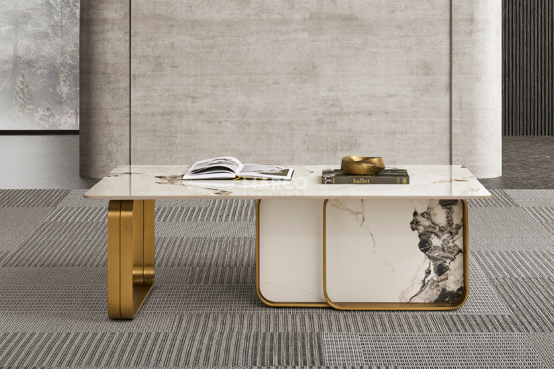 Vittoria Sintered Stone Coffee Table - Stainless Steel Frame