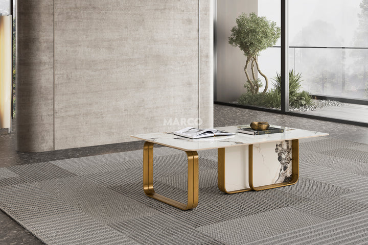 Vittoria Sintered Stone Coffee Table - Stainless Steel Frame