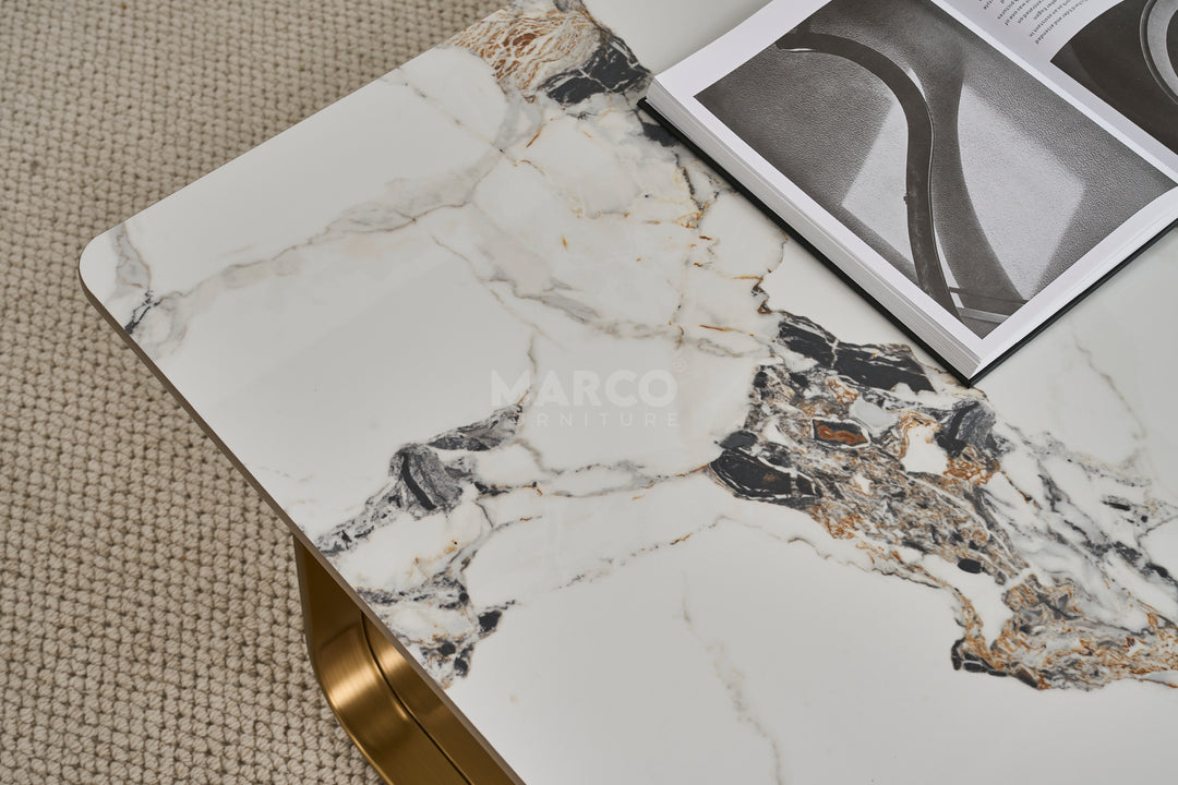 Vittoria Sintered Stone Coffee Table - Stainless Steel Frame