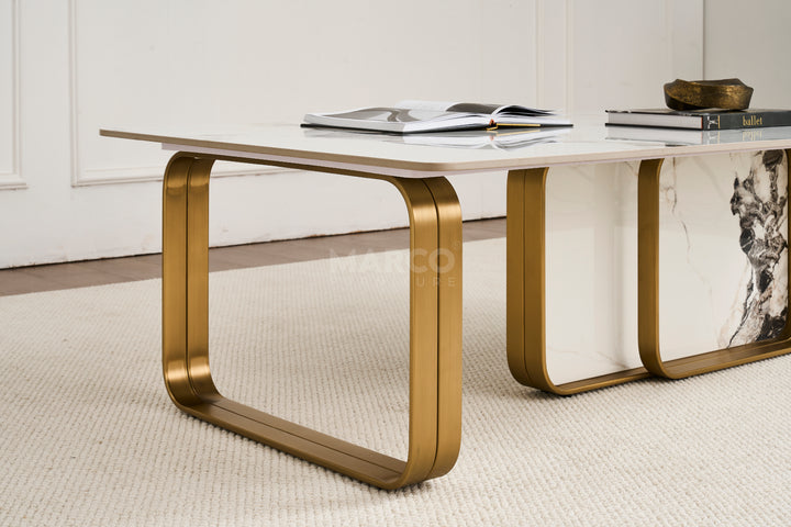 Vittoria Sintered Stone Coffee Table - Stainless Steel Frame