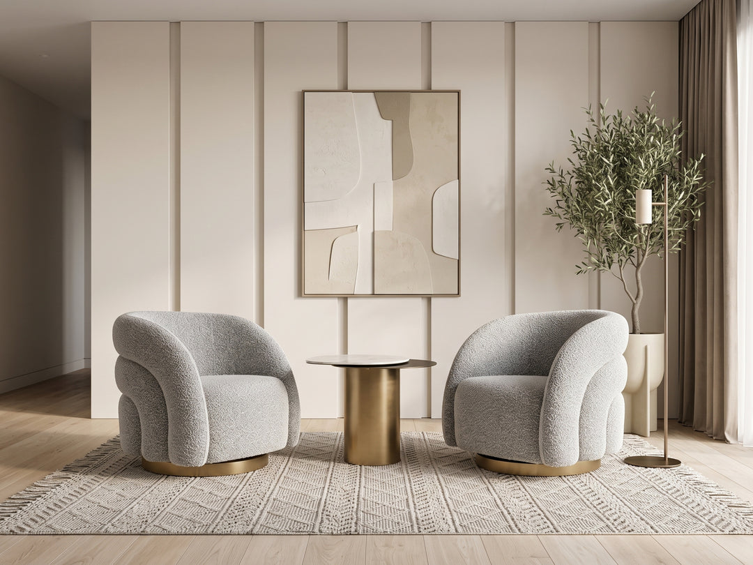 Volta Bouclé Swivel Armchair – Modern Occasional Chair