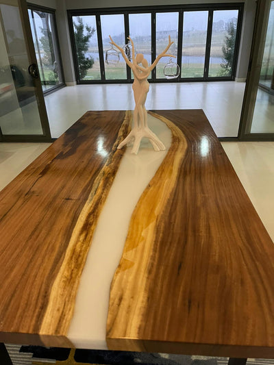 White Epoxy Dining Table