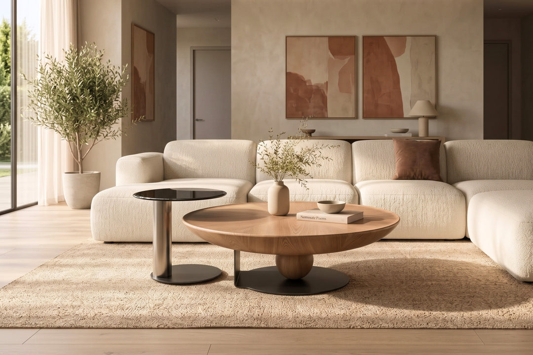 Amazon Light Wood Round Nesting Coffee Table