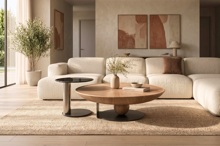 Amazon Light Wood Round Nesting Coffee Table