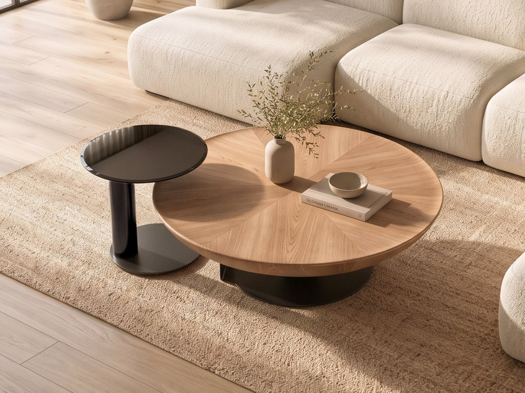 Amazon Light Wood Round Nesting Coffee Table