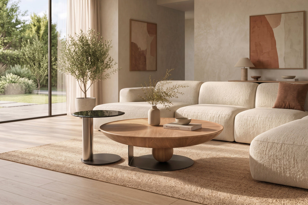Amazon Light Wood Round Nesting Coffee Table