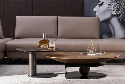 Amazon Single Piece Round Walnut Coffee Table With Titanium Base