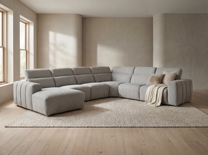 Arizona Fabric Reclining Sectional Sofa with Adjustable Headrests