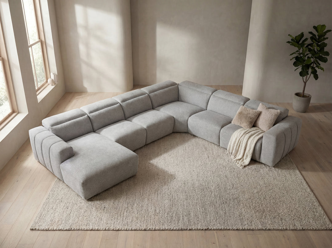 Arizona Fabric Reclining Sectional Sofa with Adjustable Headrests