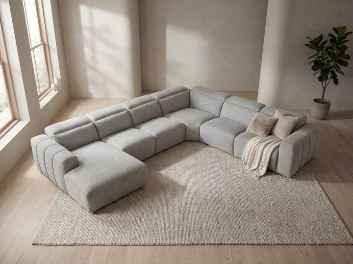 Arizona Fabric Reclining Sectional Sofa with Adjustable Headrests