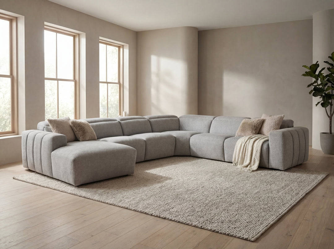 Arizona Fabric Reclining Sectional Sofa with Adjustable Headrests