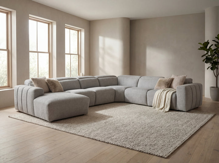 Arizona Fabric Reclining Sectional Sofa with Adjustable Headrests