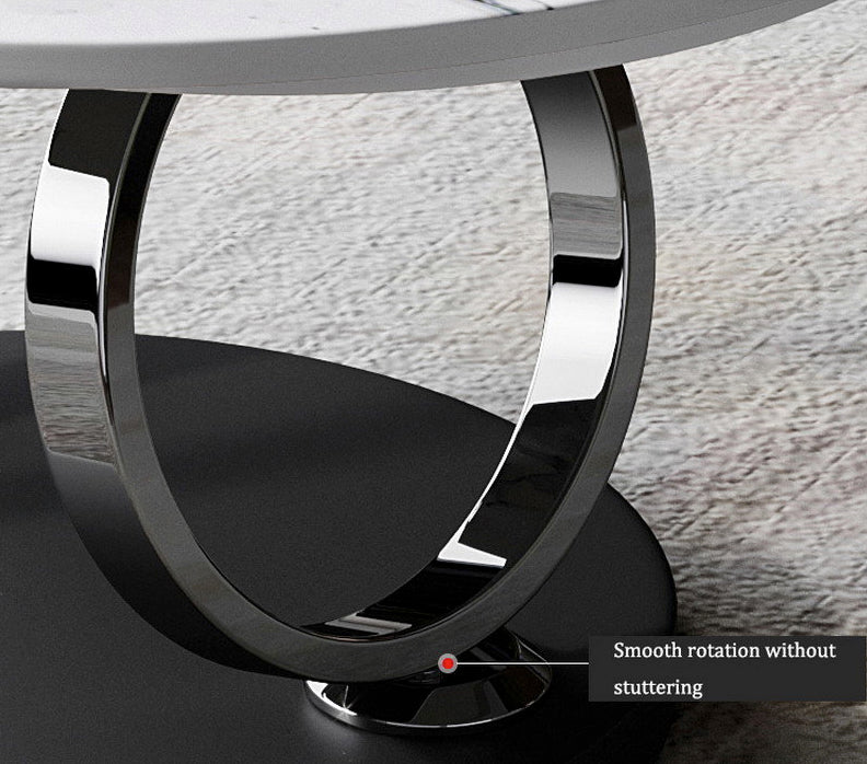 Avalanche Black Extendable Ring-Shaped Swivel Round Coffee Table with Carbon Steel Base