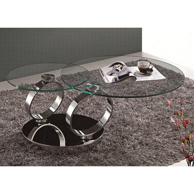Avalanche Swivel Glass Coffee Table with Tempered Glass Top and Stainless Steel Base - Marco Furniture