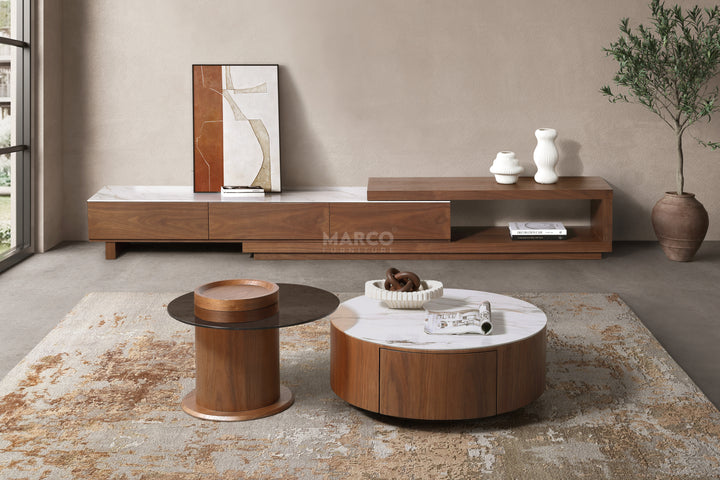 Bahamas Nesting Coffee Table Set White Sintered Stone