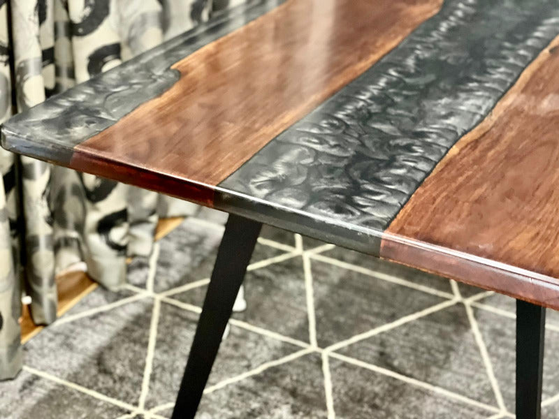 Black Epoxy Resin Dining Table with US Walnut
