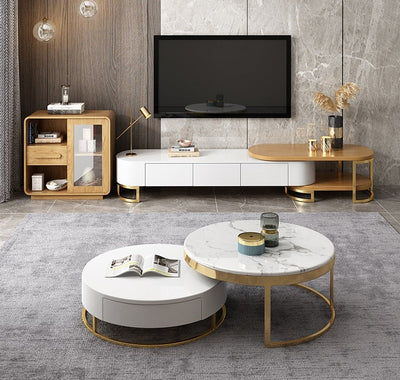 Bulgaria Extendable TV Stand with Golden Metal Legs