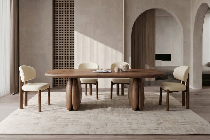 Castello Walnut Veneer Rounded Rectangular Dining Table