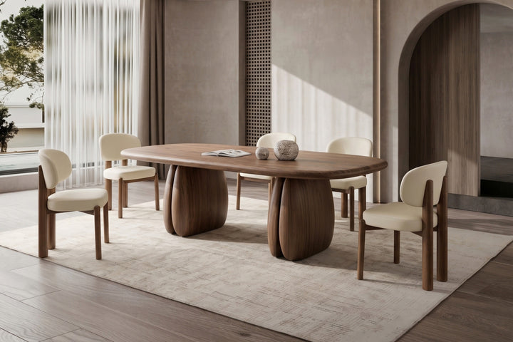 Castello Walnut Veneer Rounded Rectangular Dining Table
