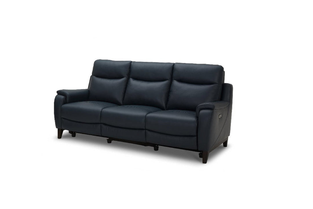 Black leather sofa on a white background
