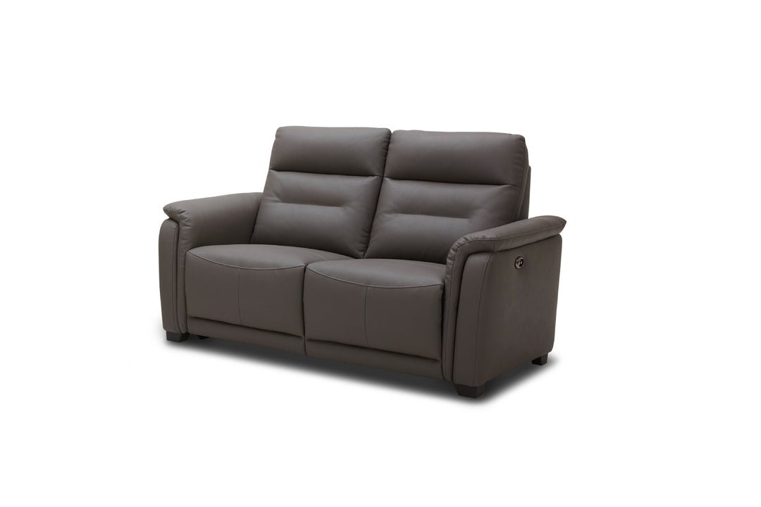 Gray leather sofa on a white background