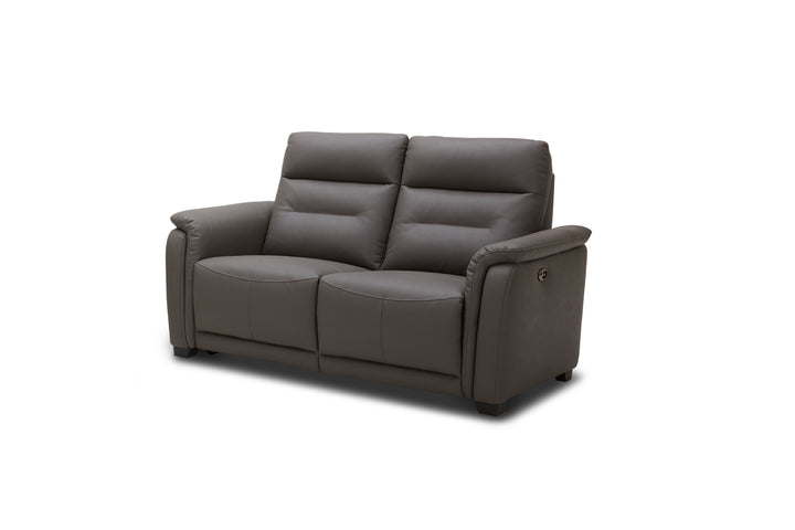 Gray leather sofa on a white background