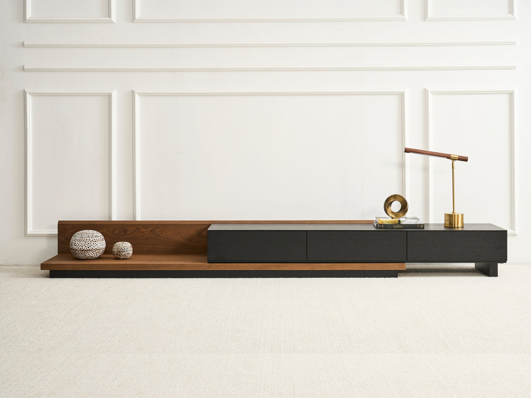 Casper Extendable Modern TV Unit (Walnut & Black)