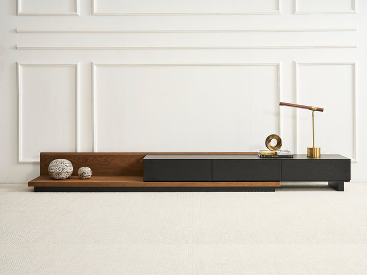 Casper Extendable Modern TV Unit (Walnut & Black)