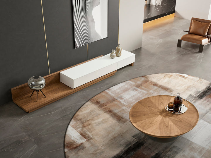 Casper Extendable TV Unit (White & Walnut)