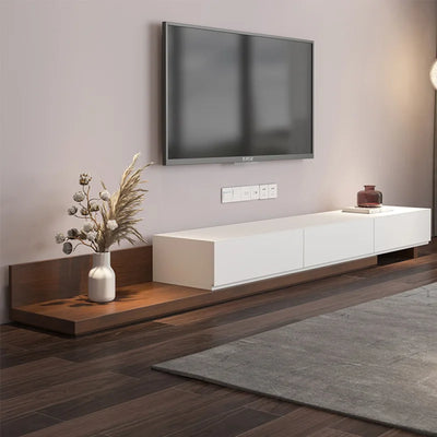 Casper Extendable Modern TV Stand White & Walnut