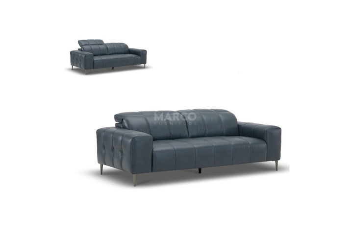 Gray sofa with 'Marion' branding on a white background